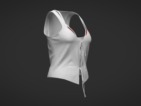 RIBBED TOP WITH LACE TRIM 3D Model