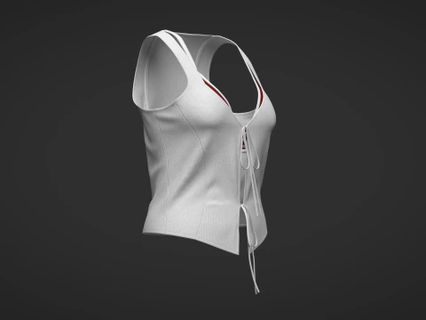 RIBBED TOP WITH LACE TRIM 3D Model