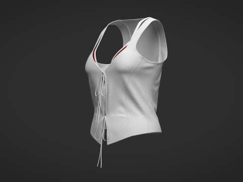 RIBBED TOP WITH LACE TRIM 3D Model
