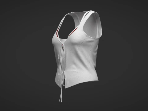 RIBBED TOP WITH LACE TRIM 3D Model