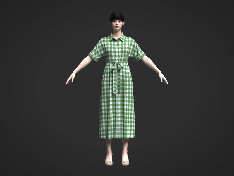 Female Midi Shirt Dress Modelo 3D .c4d .max .obj .3ds .fbx .stl .blend