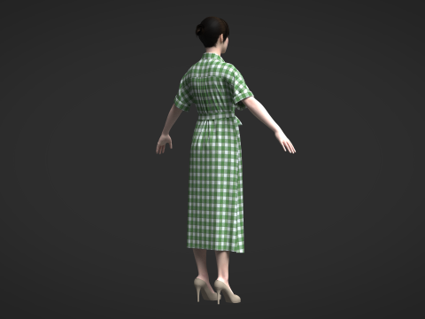 Female Midi Shirt Dress Modelo 3D