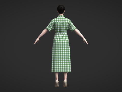 Female Midi Shirt Dress Modelo 3D