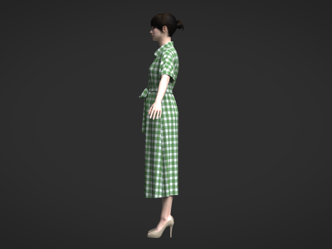 Female Midi Shirt Dress Modelo 3D