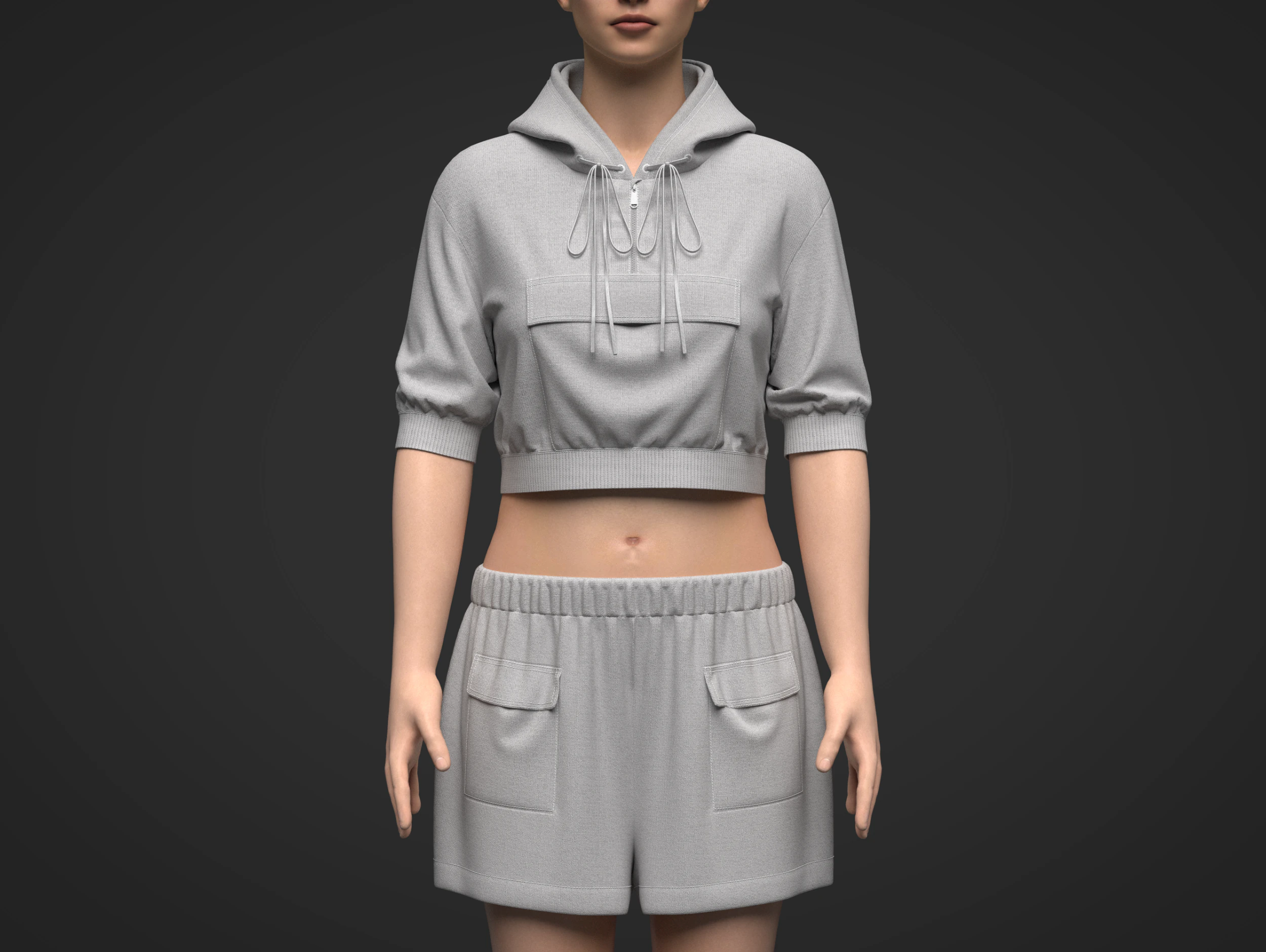 Female Hoodie Outfit 3D Model .c4d .max .obj .3ds .fbx .stl .blend 