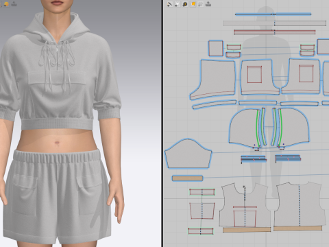 Female Hoodie Outfit 3Dモデル