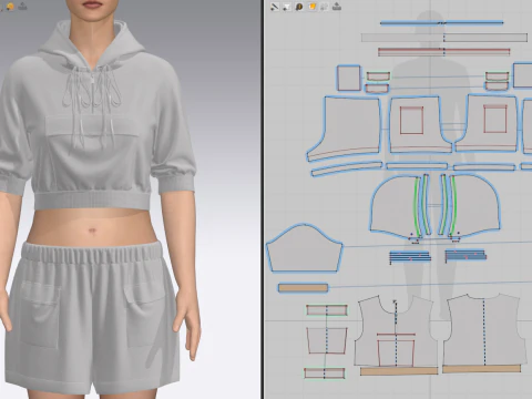 Female Hoodie Outfit 3D Model