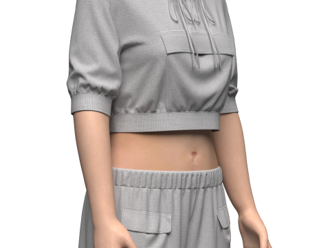 Female Hoodie Outfit 3Dモデル
