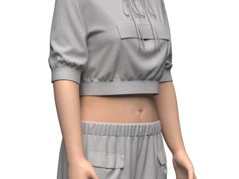 Female Hoodie Outfit 3D Model