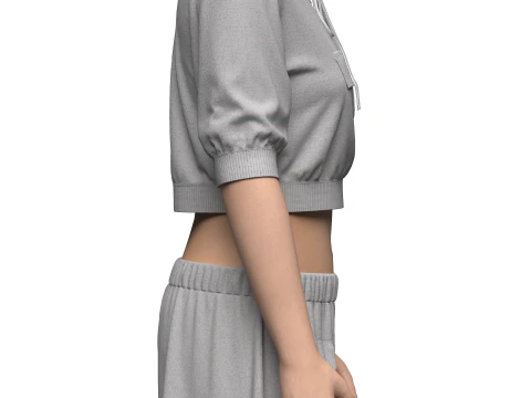 Female Hoodie Outfit 3D Model
