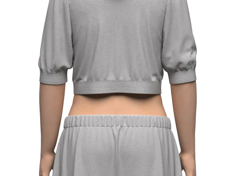Female Hoodie Outfit 3D Model