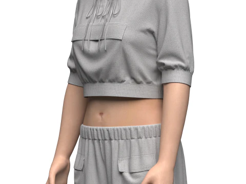 Female Hoodie Outfit 3D Model