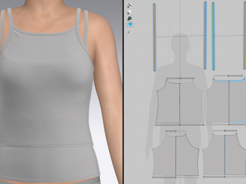 Double Layer Tank Top Model 3D