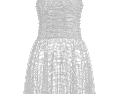 Tie Shoulder Layered Ruched Cami Dress 3D Model