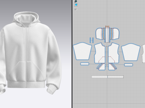 Male Front Zip Oversized Hoodie 3D Model