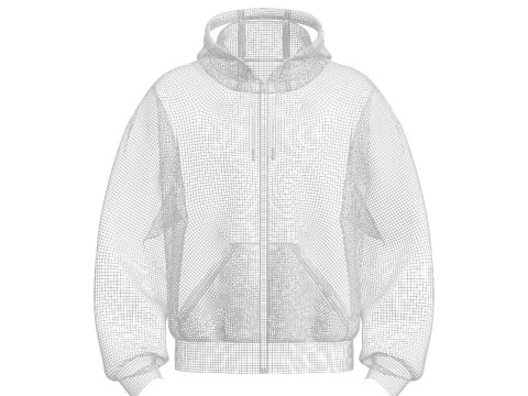 Male Front Zip Oversized Hoodie 3D Model