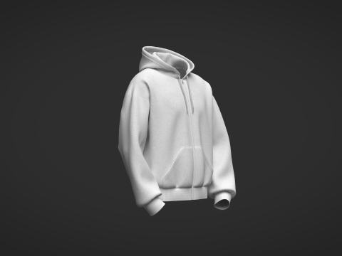 Male Front Zip Oversized Hoodie 3D Model