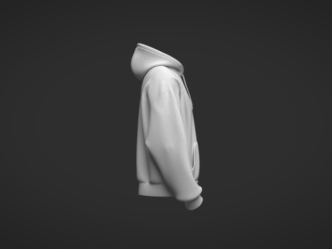 Male Front Zip Oversized Hoodie 3D Model