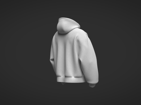 Male Front Zip Oversized Hoodie 3D Model