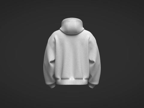 Male Front Zip Oversized Hoodie 3D Model