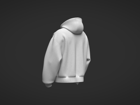 Male Front Zip Oversized Hoodie 3D Model