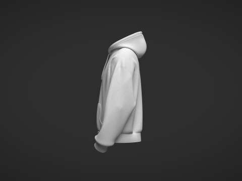 Male Front Zip Oversized Hoodie 3D Model