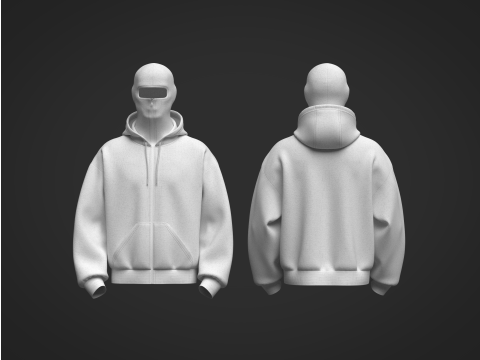 Male Oversized Balaclava Hoodie 3D Model