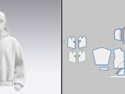 Male Oversized Balaclava Hoodie 3D 모델