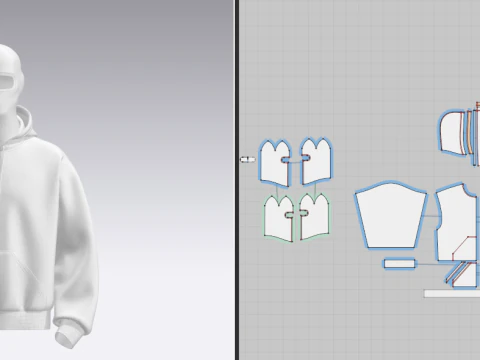Male Oversized Balaclava Hoodie 3D Model