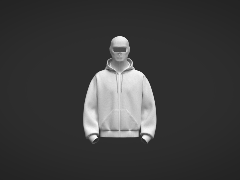 Male Oversized Balaclava Hoodie 3D 모델