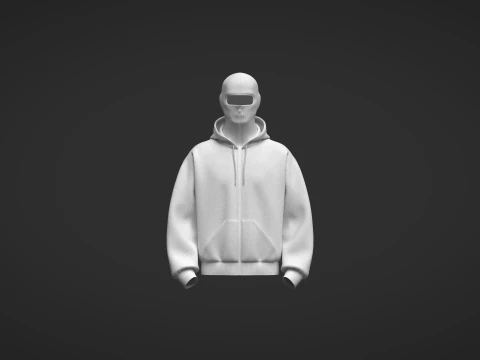 Male Oversized Balaclava Hoodie 3D Model