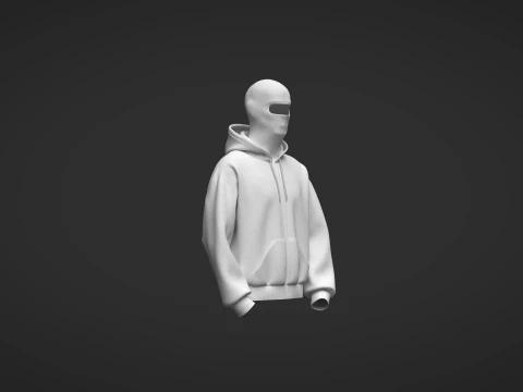 Male Oversized Balaclava Hoodie 3D Model