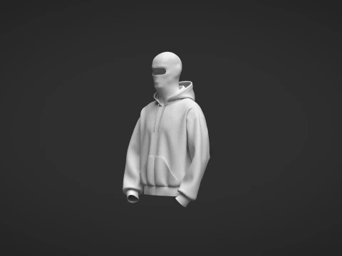 Male Oversized Balaclava Hoodie 3D Model