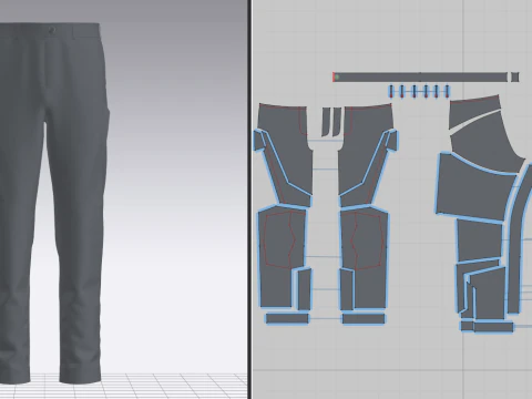 Male Motorcycle Pant 3D Model