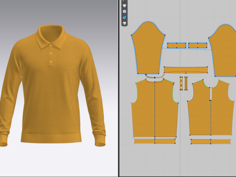 Mens Full Sleeve Ribbed Polo 3Dモデル