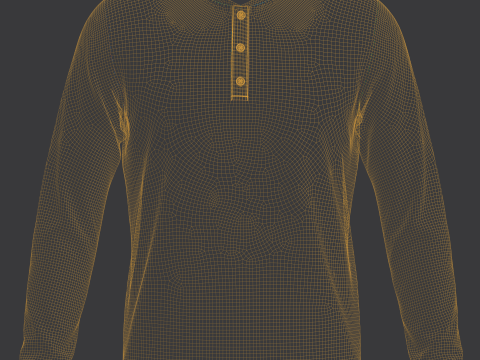 Mens Full Sleeve Ribbed Polo 3Dモデル