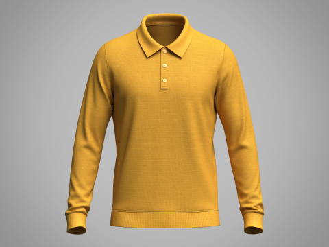 Mens Full Sleeve Ribbed Polo 3Dモデル
