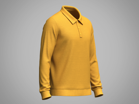 Mens Full Sleeve Ribbed Polo 3Dモデル