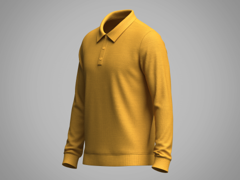Mens Full Sleeve Ribbed Polo 3Dモデル