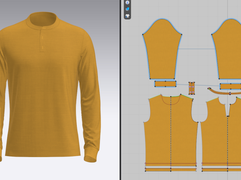 Mens Mandarin Collar Jersey 3D Модель