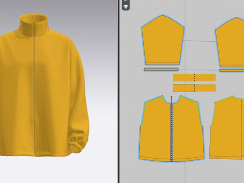 Womens Oversized Zipper Jacket 3D Model