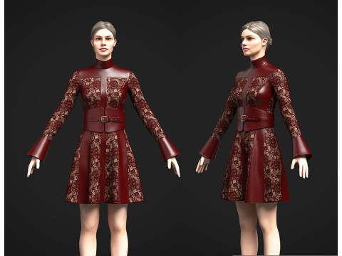 Womens Leather and Lace Dress 3D Модель