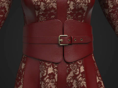 Womens Leather and Lace Dress 3D Model