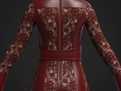 Womens Leather and Lace Dress 3D Model