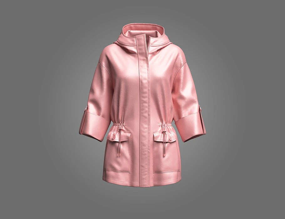 Jaqueta feminina Parka com capuz Modelo 3D .c4d .max .obj .3ds .fbx .stl .blend 