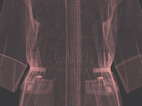 Jaqueta feminina Parka com capuz Modelo 3D