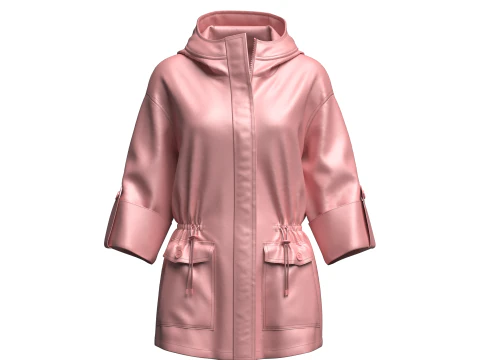 Jaqueta feminina Parka com capuz Modelo 3D
