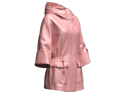 Jaqueta feminina Parka com capuz Modelo 3D