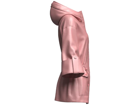 Jaqueta feminina Parka com capuz Modelo 3D