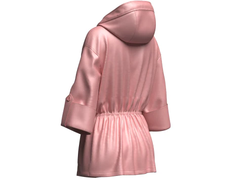 Jaqueta feminina Parka com capuz Modelo 3D